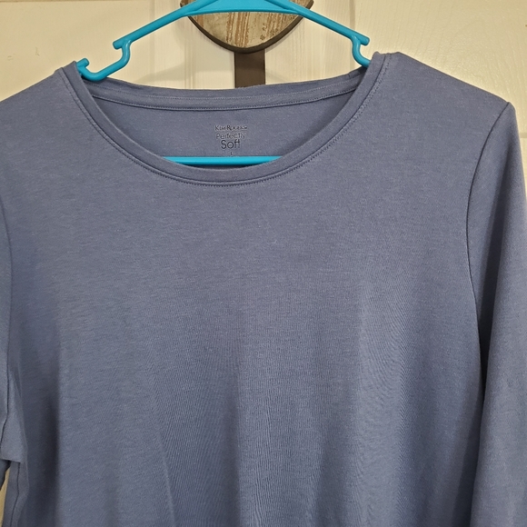 (386) Kim Roger's Woman's Long Sleeve Activewear Crewneck T-Shirt, Size: L Blue - Picture 7 of 13